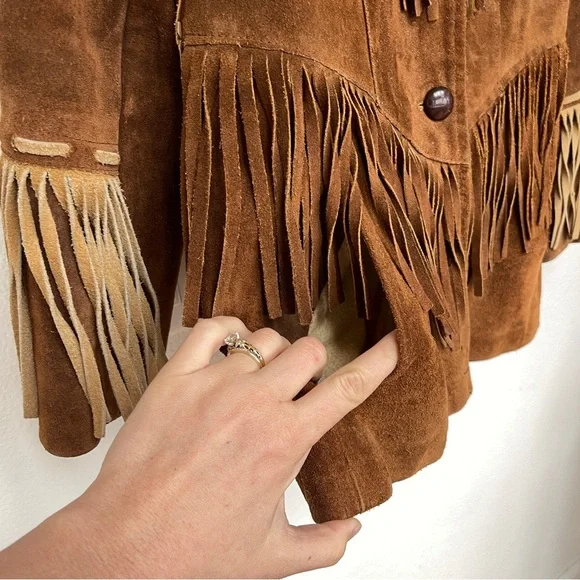 Pioneer Wear Vintage 60's Suede Leather Fringe Jacket Size S